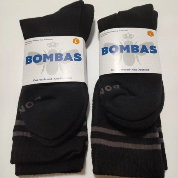 Bombas nwt 2 pair black Calf unisex Socks L - Picture 1 of 2